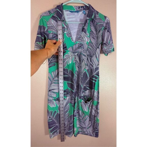 Tori Richard Tropical Hawaiian Palm Leaves Collared Short Sleeve Mini Dress XXS - Picture 7 of 10